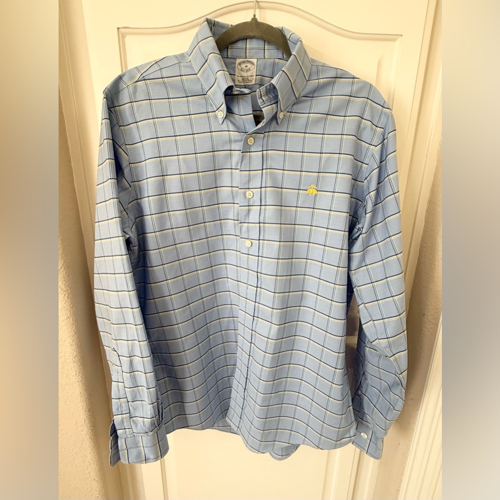 Brooks Brothers The Original Polo button down blue yellow plaid sz Medium shirt